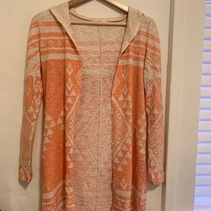 Coral and cream open tunic
